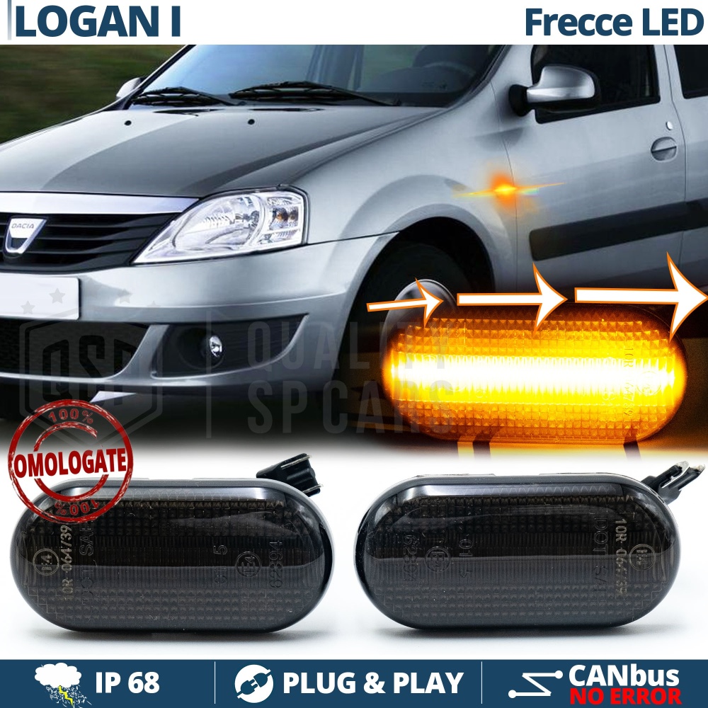 X2 Intermitentes LED para Dacia LOGAN 1 Secuenciales Homologados, Lente Negra, CANbus No Error X2 Intermitentes LED para Dacia LOGAN 1 Secuenciales Homologados, Lente Negra, CANbus No Error