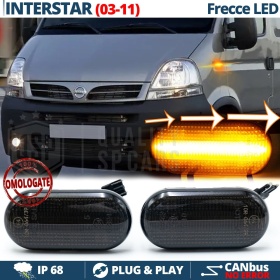 Frecce LED Dinamiche per Nissan Interstar (03-11), Laterali SEQUENZIALI Omologate, Nere, CANbus No Errori