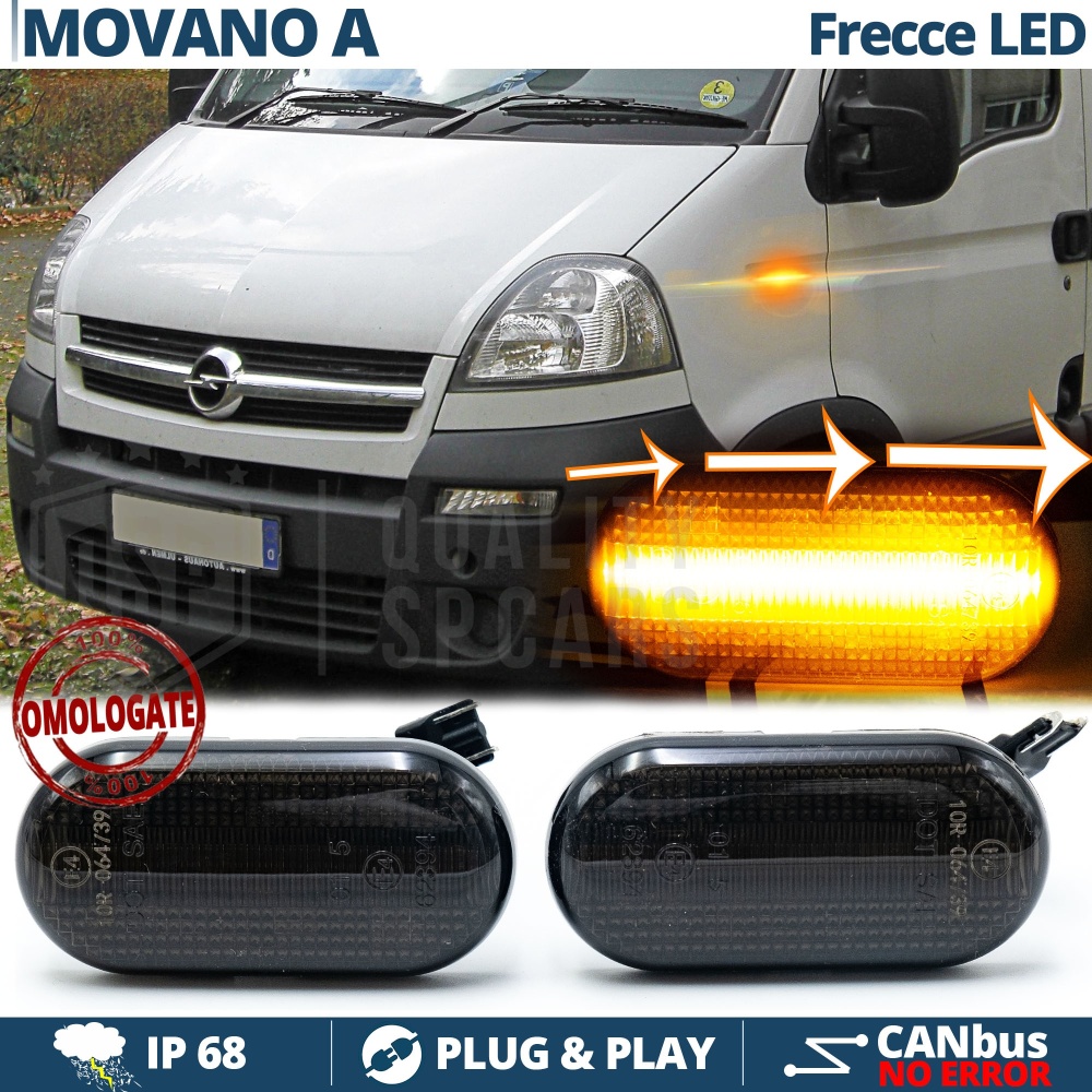 X2 Intermitentes LED para Opel MOVANO A Secuenciales Homologados, Lente Negra, CANbus No Error X2 Intermitentes LED para Opel MOVANO A Secuenciales Homologados, Lente Negra, CANbus No Error