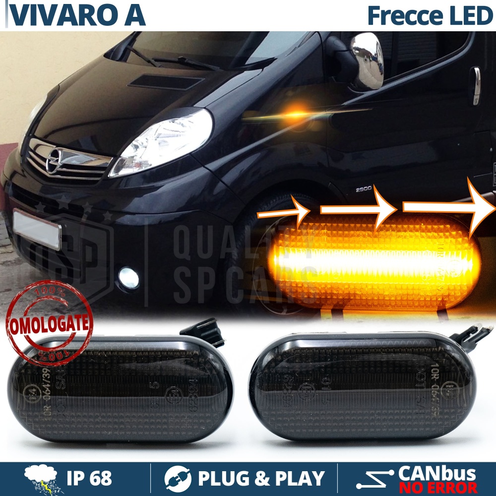 X2 Intermitentes LED para Opel VIVARO A Secuenciales Homologados, Lente Negra, CANbus No Error X2 Intermitentes LED para Opel VIVARO A Secuenciales Homologados, Lente Negra, CANbus No Error