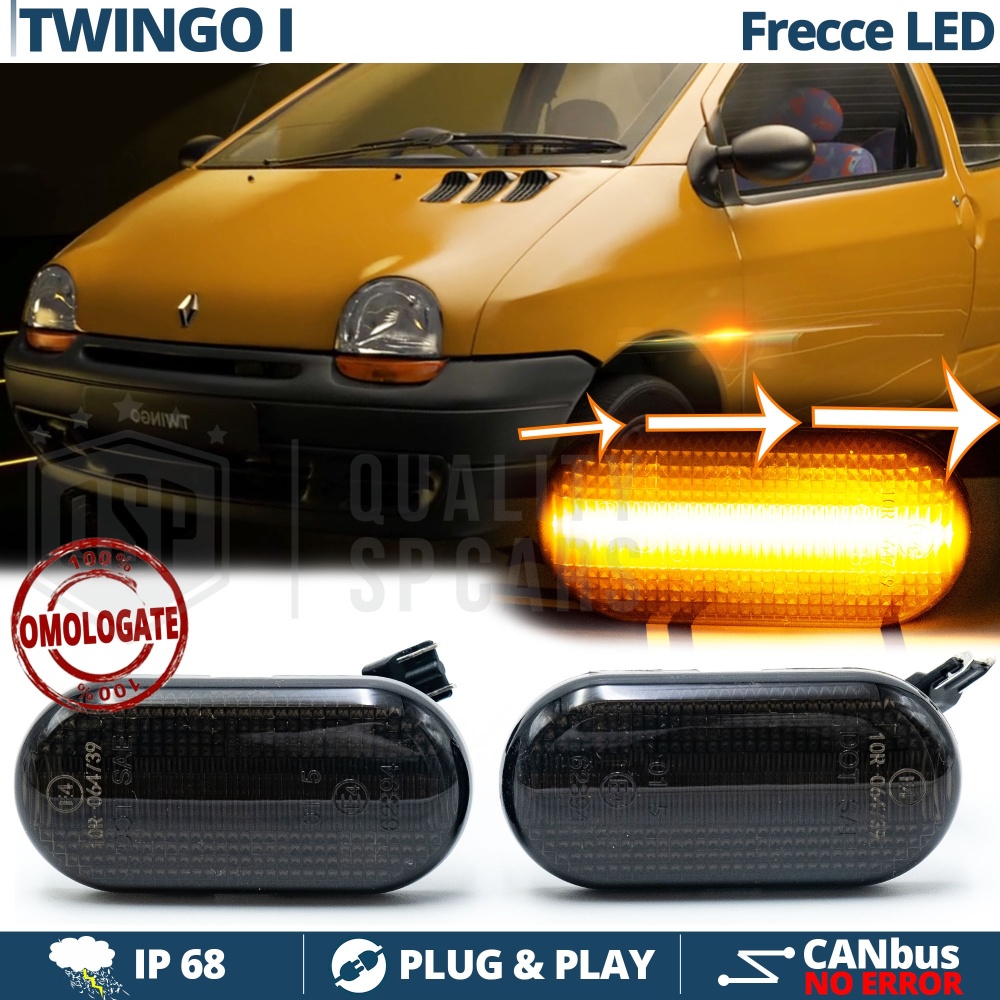 X2 Intermitentes LED para Renault TWINGO 1 Secuenciales Homologados, Lente Negra, CANbus No Error X2 Intermitentes LED para Renault TWINGO 1 Secuenciales Homologados, Lente Negra, CANbus No Error