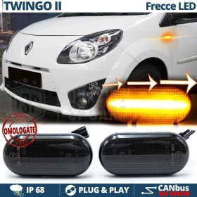 X2 Intermitentes LED para Renault TWINGO 2 Secuenciales Homologados, Lente Negra, CANbus No Error