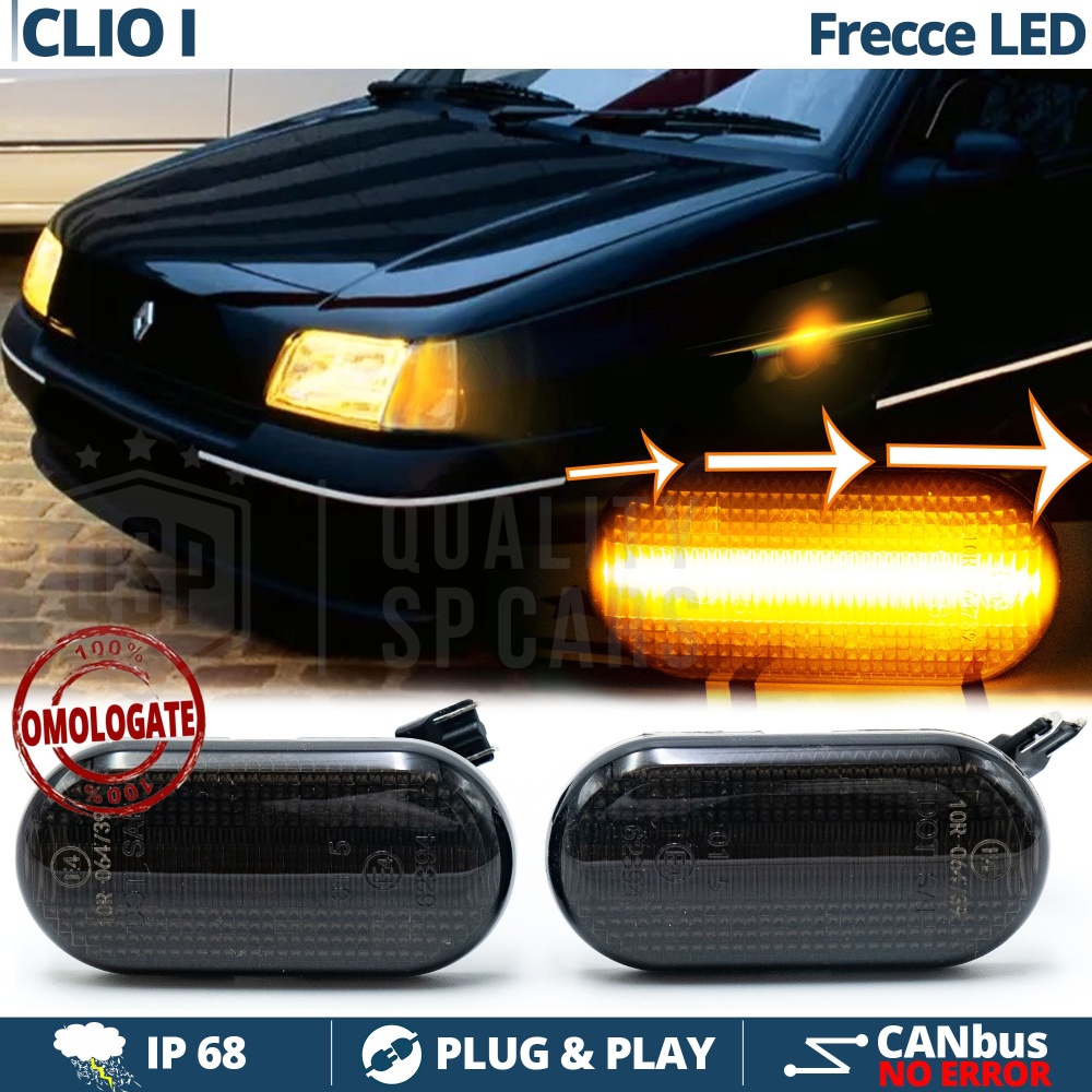 X2 Intermitentes LED para Renault CLIO 1 Secuenciales Homologados, Lente Negra, CANbus No Error X2 Intermitentes LED para Renault CLIO 1 Secuenciales Homologados, Lente Negra, CANbus No Error