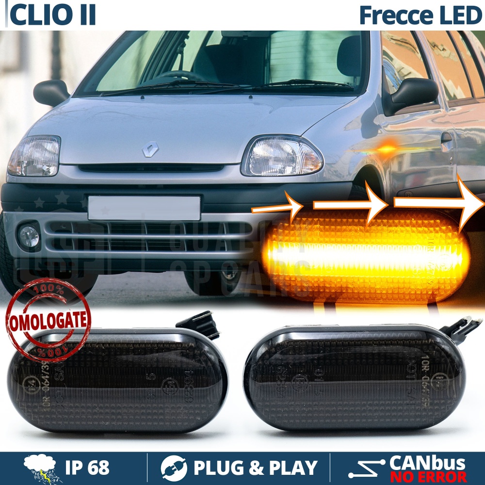 X2 Intermitentes LED para Renault CLIO 2 Secuenciales Homologados, Lente Negra, CANbus No Error X2 Intermitentes LED para Renault CLIO 2 Secuenciales Homologados, Lente Negra, CANbus No Error