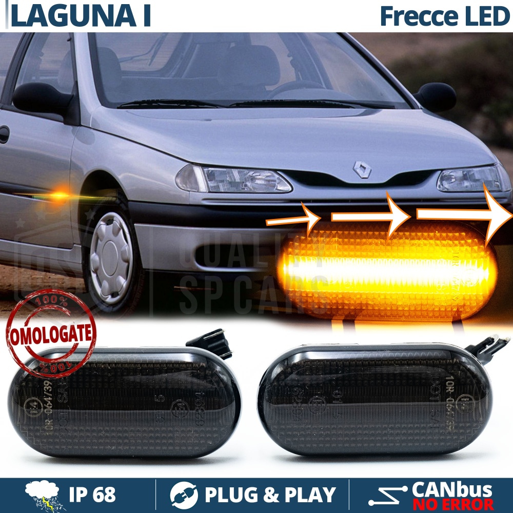 X2 Intermitentes LED para Renault LAGUNA 1 Secuenciales Homologados, Lente Negra, CANbus No Error X2 Intermitentes LED para Renault LAGUNA 1 Secuenciales Homologados, Lente Negra, CANbus No Error