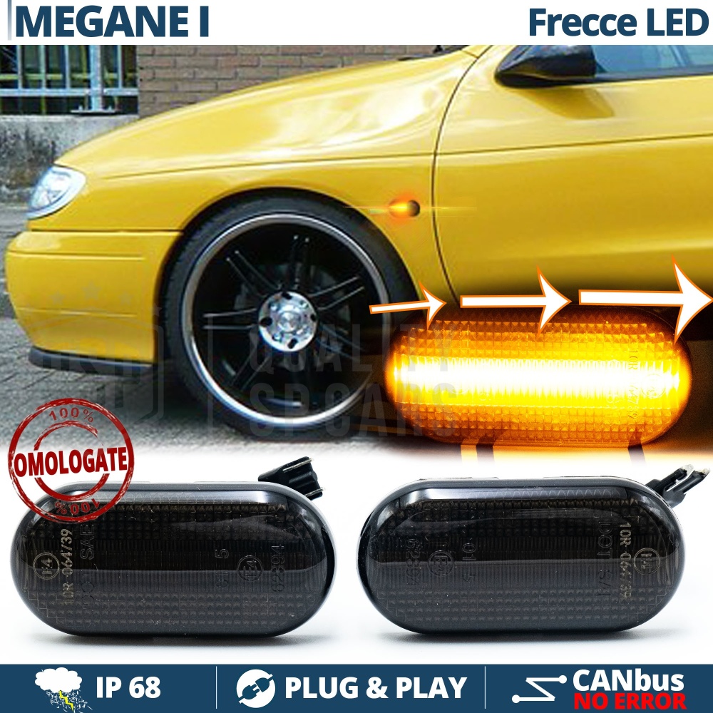 X2 Intermitentes LED para Renault MEGANE 1 Secuenciales Homologados, Lente Negra, CANbus No Error X2 Intermitentes LED para Renault MEGANE 1 Secuenciales Homologados, Lente Negra, CANbus No Error