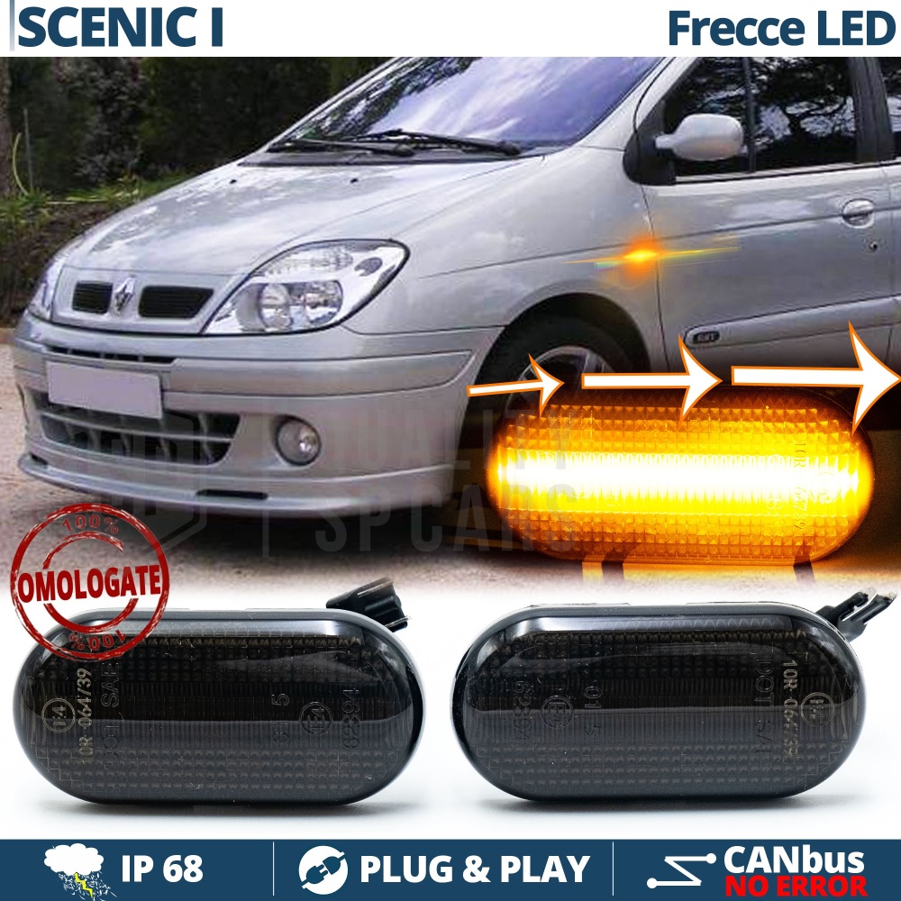 X2 Intermitentes LED para Renault SCENIC 1 Secuenciales Homologados, Lente Negra, CANbus No Error X2 Intermitentes LED para Renault SCENIC 1 Secuenciales Homologados, Lente Negra, CANbus No Error