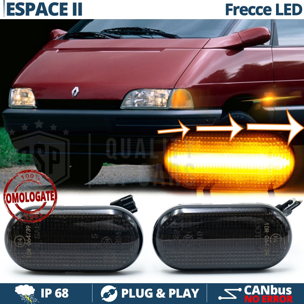 X2 Intermitentes LED para Renault ESPACE 2 Secuenciales Homologados, Lente Negra, CANbus No Error X2 Intermitentes LED para Renault ESPACE 2 Secuenciales Homologados, Lente Negra, CANbus No Error