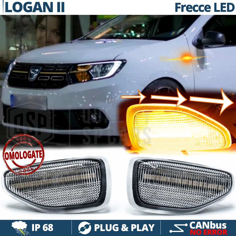 X2 Intermitentes LED para Dacia LOGAN 2, Secuenciales Homologados, CANBUS No Error X2 Intermitentes LED para Dacia LOGAN 2, Secuenciales Homologados, CANBUS No Error