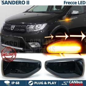 X2 Intermitentes LED para Dacia SANDERO 2, Secuenciales Homologados, Lente Negra, CANbus No Error