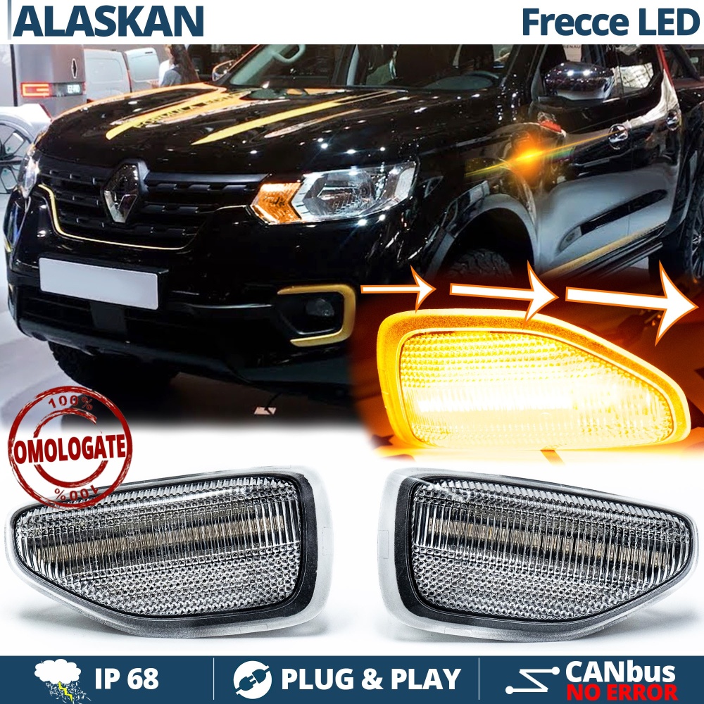 FRECCE LED Dinamiche per Renault ALASKAN, Sequenziali Omologate, CANbus No Errori FRECCE LED Dinamiche per Renault ALASKAN, Sequenziali Omologate, CANbus No Errori