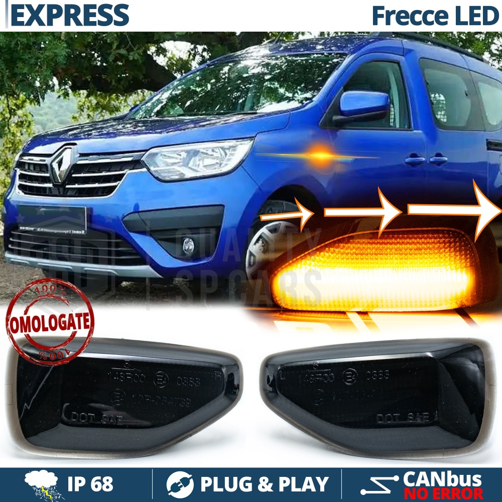 Intermitentes LED para Renault EXPRESS, Secuenciales Homologados, Lente Negra, CANbus Intermitentes LED para Renault EXPRESS, Secuenciales Homologados, Lente Negra, CANbus