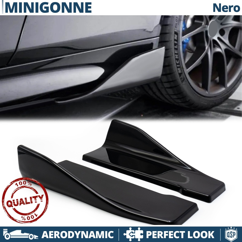 FALDONES LATERALES de Coche Universales | Tiras Laterales Aerodinámicas en ABS Negro Brillante