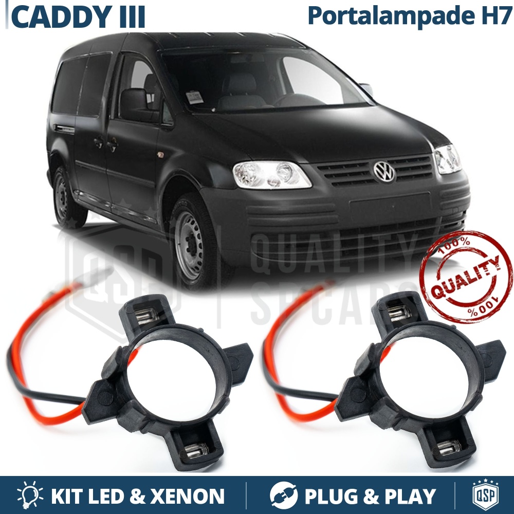 2 Adaptateurs Support Ampoules pour VW CADDY 3 03-10, pour Installation KIT LED Xenon H7