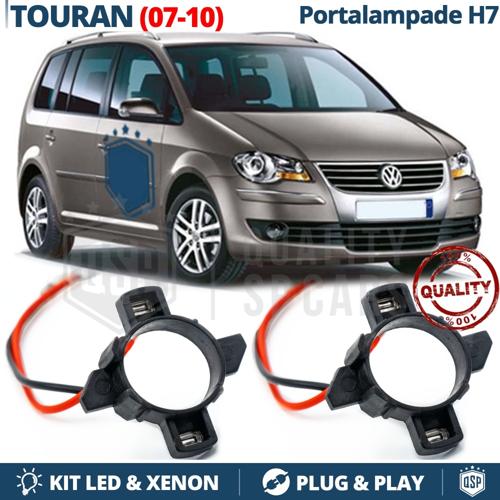 2 Adaptatores del Retenedor Soporte Bombilla para VW TOURAN 07-10, para Montaje KIT LED Xenon H7
