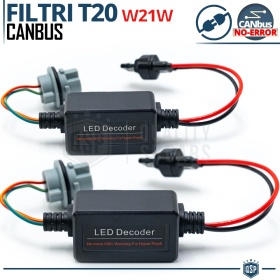 X2 Resistencias CANbus T20 W21W para Bombillas Led | Decoddificador Anti Error, Anti Parpadeo