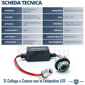 X2 Resistencias CANbus P21W BA15S para Bombillas Led | Decoddificador Anti Error, Anti Parpadeo