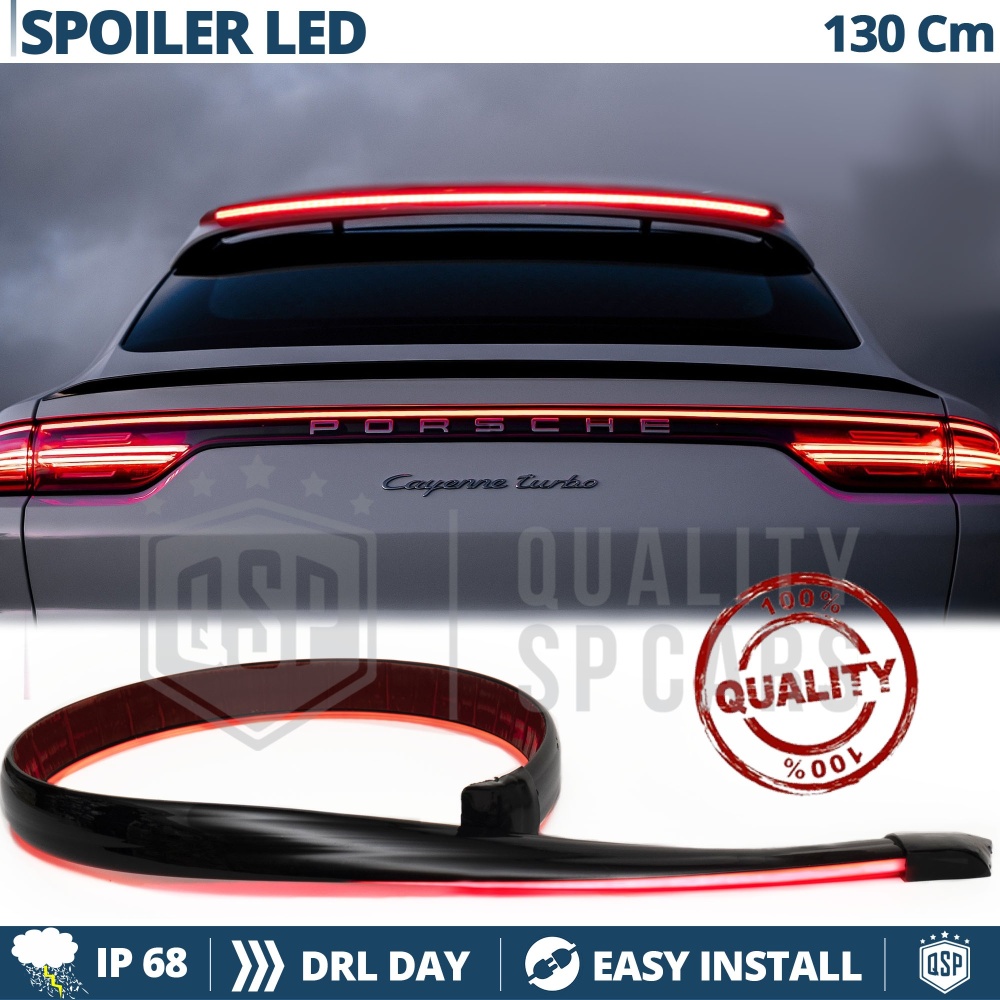 SPOILER LED Trasero Adhesivo Universal, NEGRO | Alerón Maletero Techo 130Cm