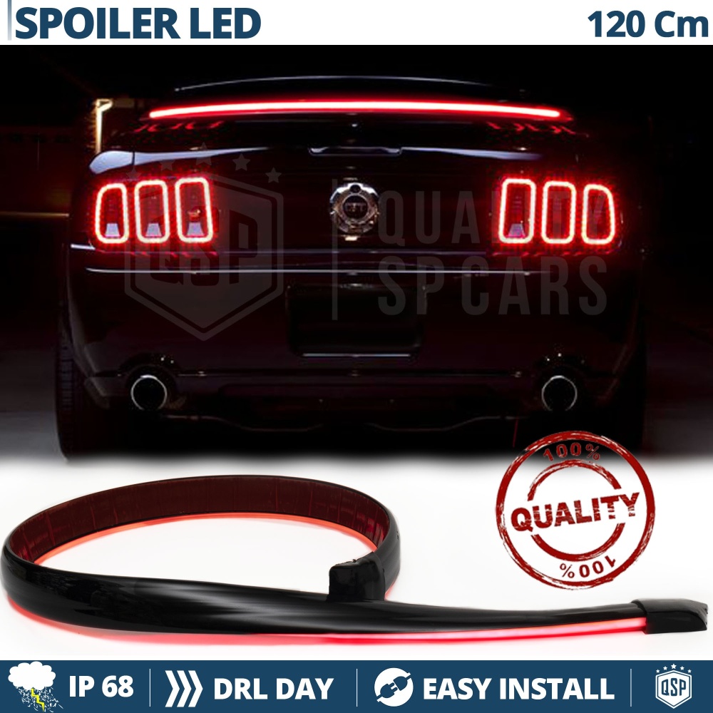 SPOILER LED Trasero Adhesivo Universal, NEGRO | Alerón Maletero Techo 120Cm