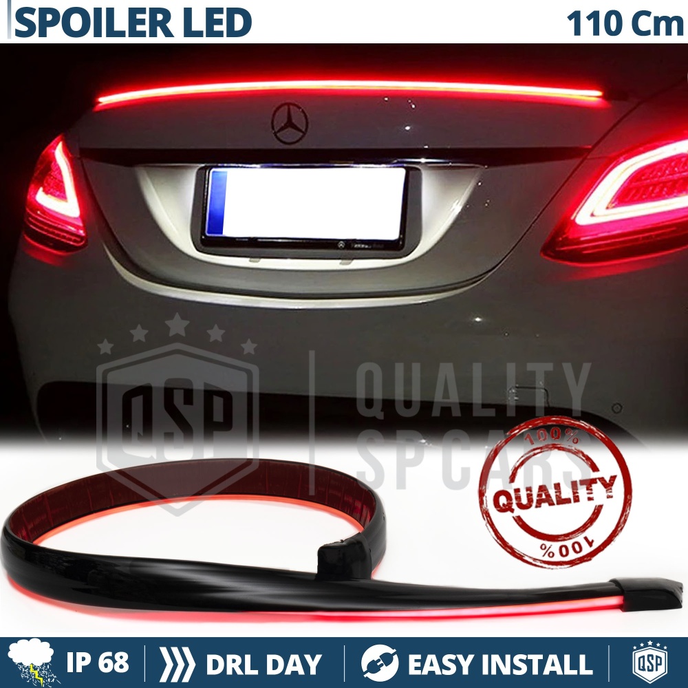 SPOILER LED Trasero Adhesivo Universal, NEGRO | Alerón Maletero Techo 110Cm