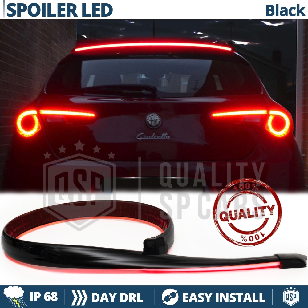 ALERÓN LED Trasero Para Alfa Romeo Giulietta | Spoiler LED Adhesivo Negro Translúcido