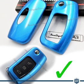 Coque Rigide Clé Télécommande Bleu métallique pour Ford Fiesta VI Housse de Protection en Abs Thermique