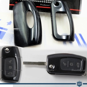 Coque Rigide Clé Télécommande Noire métallique pour Ford Fiesta VI Housse de Protection en Abs Thermique