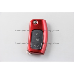 Funda Rígida Llave Mando Rojo Metalizado para Ford Fiesta VI Carcasa Protectora en Abs Térmico
