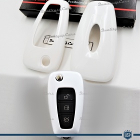 Funda Rígida Llave Mando Blanco para Ford Focus III Carcasa Protectora en Abs Térmico