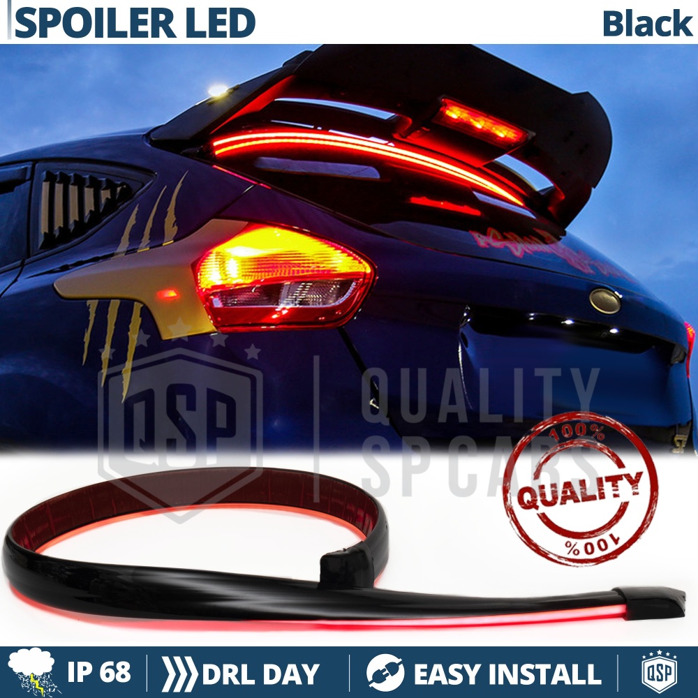 ALERÓN LED Trasero Para Ford Fiesta | Spoiler LED Adhesivo Negro Translúcido