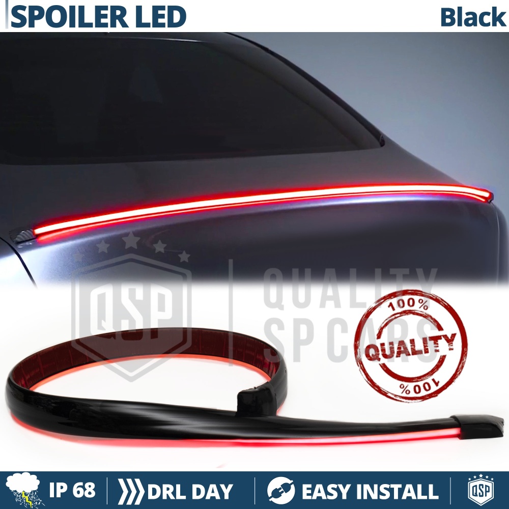 Rear Adhesive LED SPOILER For Ford Usa Vintage | Roof LED Strip in Translucent Black