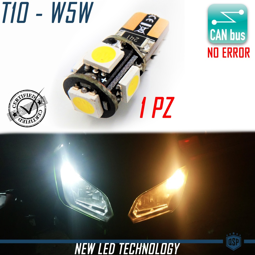 X1 Luce LED T10 W5W | Luz Blanca 6500K CANbus No Errore | con Niquel Oro | Plug & Play
