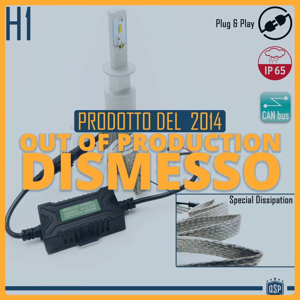 1 Lampadina Full LED H1 CANbus Professionale | Conversione da Alogena H1 a LED | 6500K Luce Bianca 4000LM