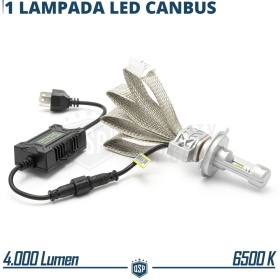 1 Bombilla LED H4 CANbus Profesional | Conversión de Halógena H4 a LED | 6500K Blanco Frío 4000LM