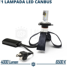 1 Bombilla LED H4 CANbus Plug & Play | NEW ANILLO AJUSTABLE | Conversión de Halógena H4 a LED | 6500K Blanco Frío 4000LM
