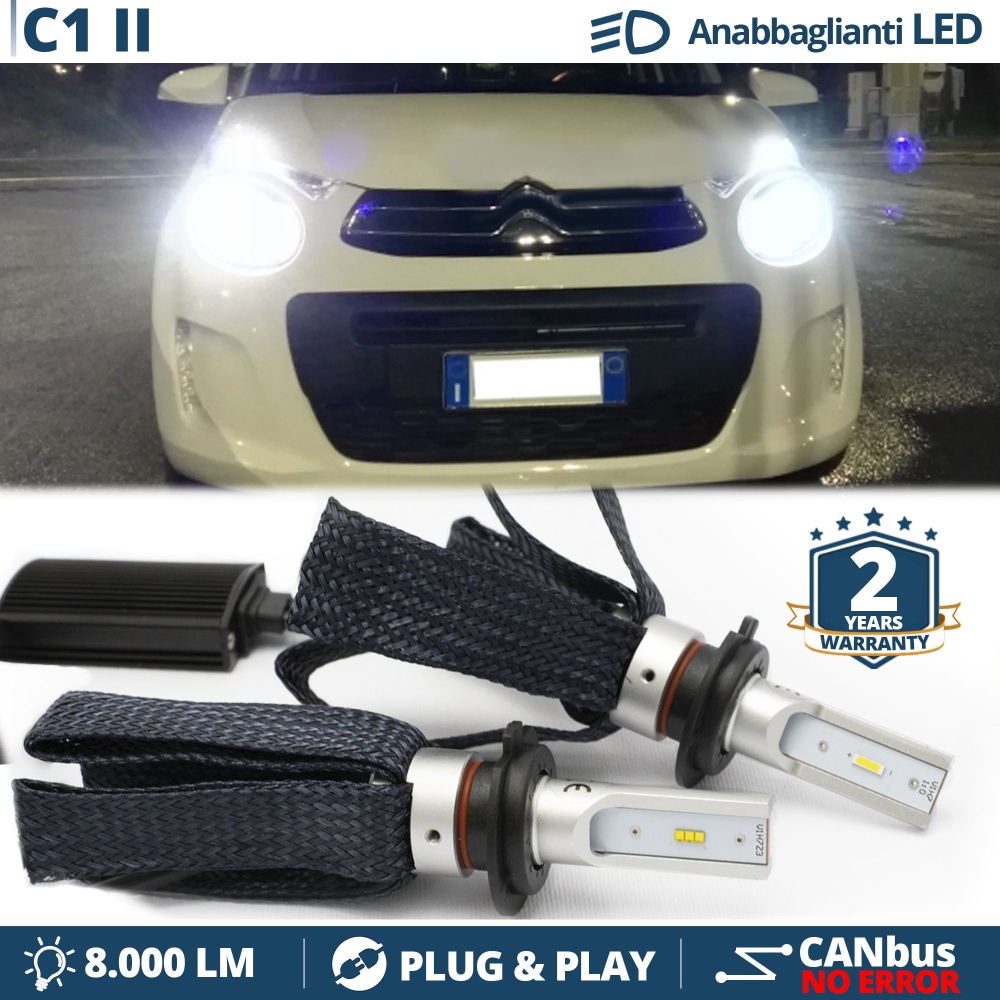 Kit LED H7 para Citroen C1 2 Luces de Cruce CANbus | 6500K Blanco Frío 8000LM