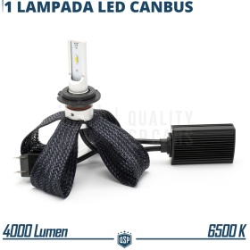 1 Bombilla LED H7 CANbus Plug & Play | NEW ANILLO AJUSTABLE | Conversión de Halógena H7 a LED | 6500K Blanco Frío 4000LM