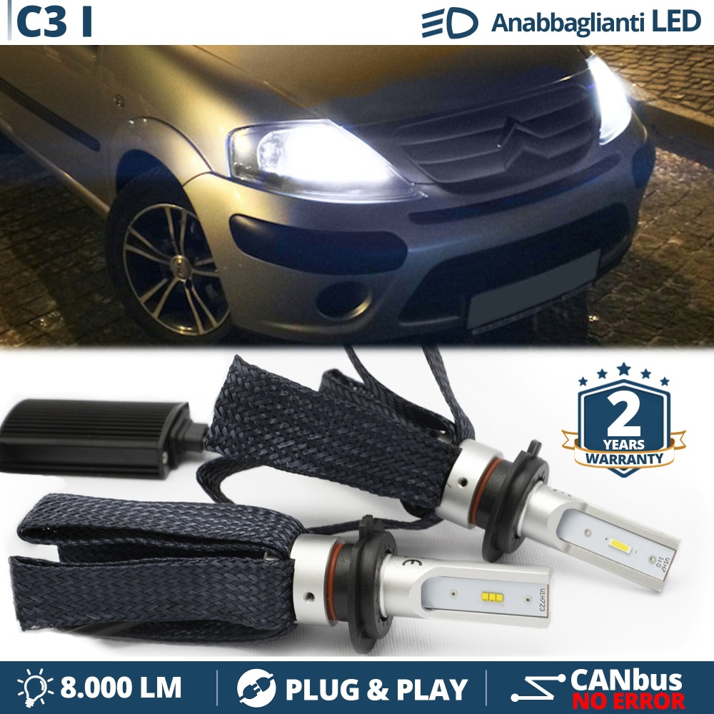 Kit LED H7 para Citroen C3 1o Luces de Cruce CANbus | 6500K Blanco Frío 8000LM
