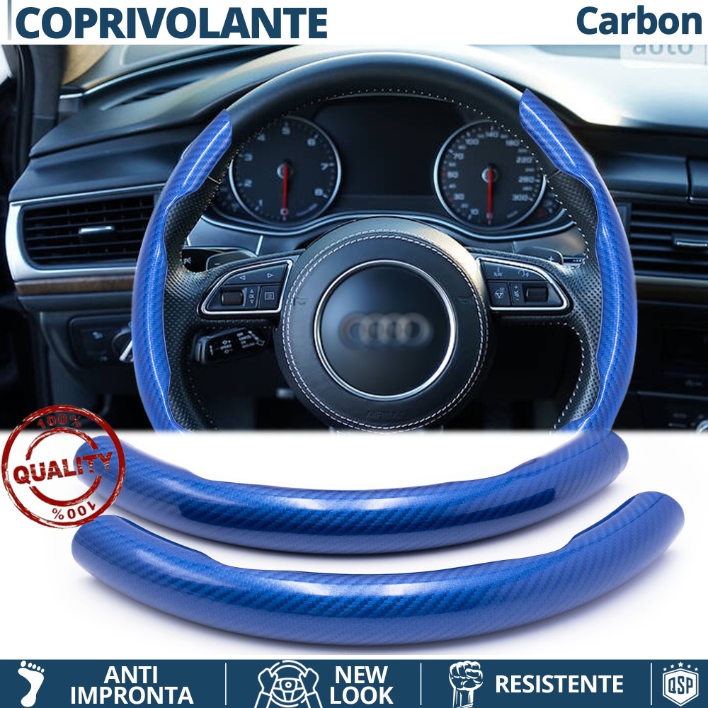 FUNDA VOLANTE para Audi, Efecto FIBRA DE CARBONO Azul Deportivo FINO Antideslizante FUNDA VOLANTE para Audi, Efecto FIBRA DE CARBONO Azul Deportivo FINO Antideslizante