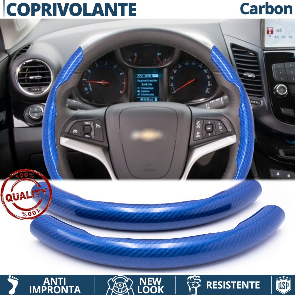 FUNDA VOLANTE para Chevrolet, Efecto FIBRA DE CARBONO Azul Deportivo FINO Antideslizante FUNDA VOLANTE para Chevrolet, Efecto FIBRA DE CARBONO Azul Deportivo FINO Antideslizante