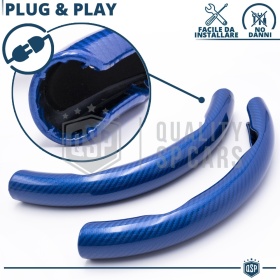 FUNDA VOLANTE para Ford, Efecto FIBRA DE CARBONO Azul Deportivo FINO Antideslizante