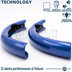 FUNDA VOLANTE para Ford, Efecto FIBRA DE CARBONO Azul Deportivo FINO Antideslizante
