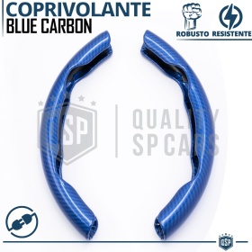 FUNDA VOLANTE para Ford, Efecto FIBRA DE CARBONO Azul Deportivo FINO Antideslizante