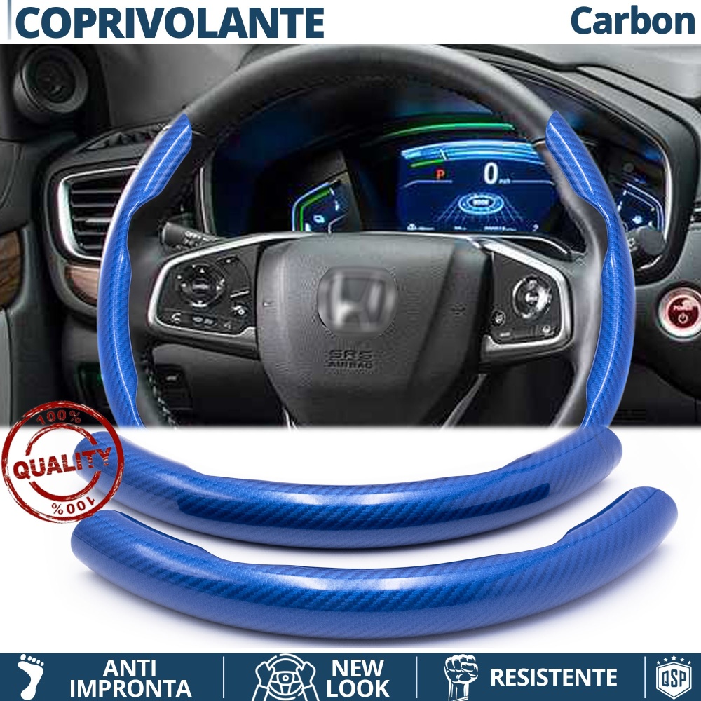 FUNDA VOLANTE para Honda, Efecto FIBRA DE CARBONO Azul Deportivo FINO Antideslizante FUNDA VOLANTE para Honda, Efecto FIBRA DE CARBONO Azul Deportivo FINO Antideslizante