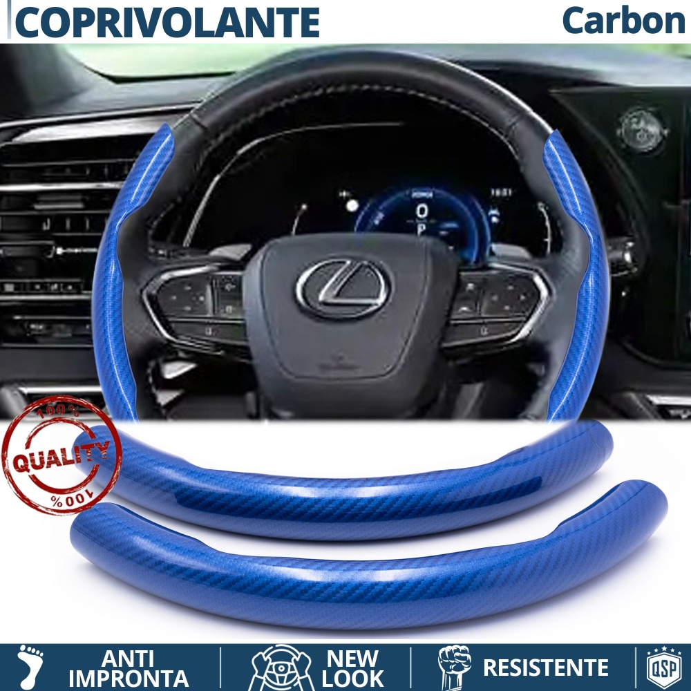 COPRIVOLANTE Per Lexus, Effetto FIBRA DI CARBONIO Blu SOTTILE Sportivo Antiscivolo