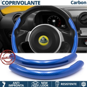 FUNDA VOLANTE para Lotus, Efecto FIBRA DE CARBONO Azul Deportivo FINO Antideslizante