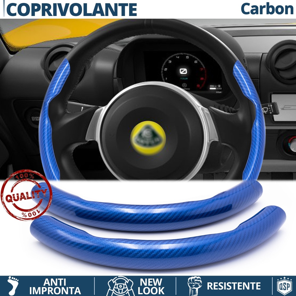 FUNDA VOLANTE para Lotus, Efecto FIBRA DE CARBONO Azul Deportivo FINO Antideslizante FUNDA VOLANTE para Lotus, Efecto FIBRA DE CARBONO Azul Deportivo FINO Antideslizante