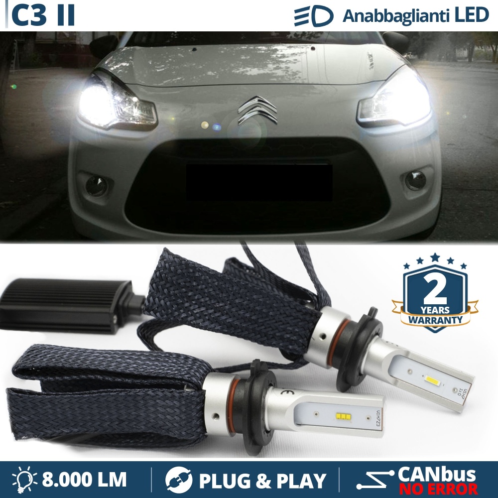 Kit Full LED H7 per Citroen C3 2 Luci Anabbaglianti CANbus | Bianco Potente 6500K 8000LM