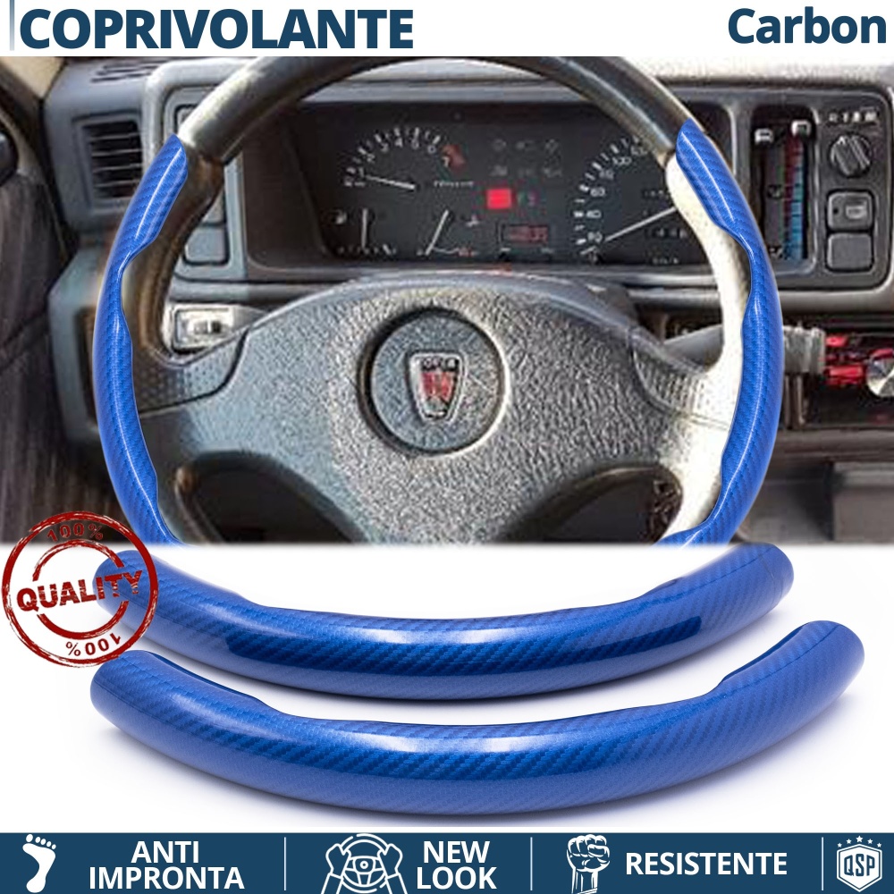 FUNDA VOLANTE para Rover, Efecto FIBRA DE CARBONO Azul Deportivo FINO Antideslizante FUNDA VOLANTE para Rover, Efecto FIBRA DE CARBONO Azul Deportivo FINO Antideslizante
