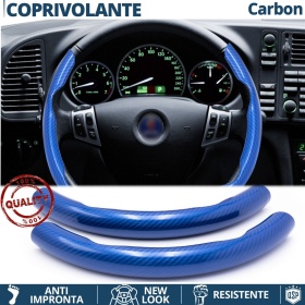 COPRIVOLANTE Per Saab, Effetto FIBRA DI CARBONIO Blu SOTTILE Sportivo Antiscivolo